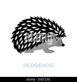 Flaches Igel-Symbol. Farbiger Elementschild aus der Wildtiersammlung. Flaches Igel-Icon-Zeichen für Webdesign, Infografiken und mehr. Stock Vektor
