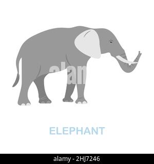 Elefantenflachensymbol. Farbiger Elementschild aus der Wildtiersammlung. Flat Elephant Icon Zeichen für Web-Design, Infografiken und mehr. Stock Vektor