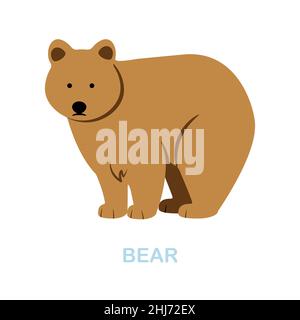 Flaches Symbol für Bären. Farbiger Elementschild aus der Wildtiersammlung. Flacher Bär Symbol Zeichen für Web-Design, Infografiken und mehr. Stock Vektor