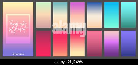 Trendige weiche Farbverläufe. Hintergrund für App, Flyer, Einladung, Poster, Broschüre, Banner. Schlichtes, modernes Design. Lebendige Retro-Farbpalette. Stock Vektor