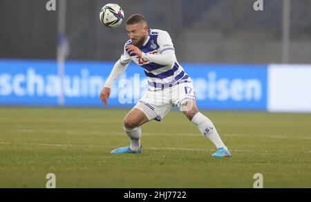 firo: 01/26/2022 Fuvuball: Fußball: 3rd Bundesliga, Saison 2021/2022 MSV Duisburg - 1st FC Magdeburg 0: 5 Marvin Knoll, Single Action Stockfoto