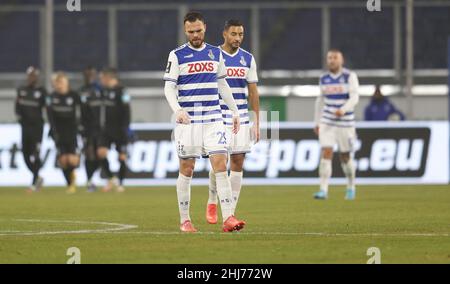 firo: 01/26/2022 Fuvuball: Fußball: 3rd Bundesliga, Saison 2021/2022 MSV Duisburg - 1.FC Magdeburg 0: 5 enttäuscht, enttäuscht, Orhan Ademi Stockfoto