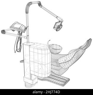 Zahnarztstuhlschrank. Technische Illustration Drahtgestell. Vektorrendering von 3D Stock Vektor