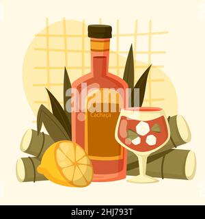 Cachaca-Illustration im handgezeichneten Stil Vektor-Illustration. Stock Vektor