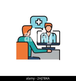 Farbliniensymbol für Fernberatung. Ehealth. Piktogramm für Webseite, mobile App, Promo. Stock Vektor