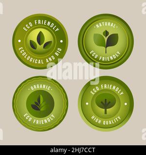 Gradient Eco Friendly Label Set Vektorgrafik. Stock Vektor