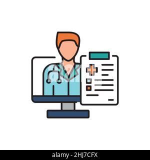 Farbliniensymbol für Fernberatung. Ehealth. Piktogramm für Webseite, mobile App, Promo. Stock Vektor