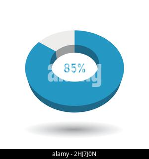 85 % 3D-Vektor-Kreisdiagramm Stock Vektor