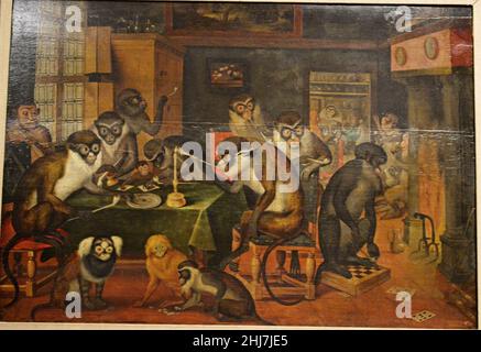 Taberna de monos - Seguidor de David Teniers el Joven. Stockfoto