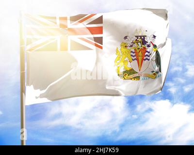 Fahnenmast mit Flagge des Britischen Antarktischen Territoriums. Stockfoto