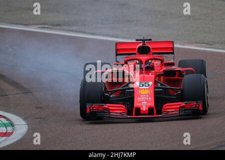 Fahrer Carlos Sainz von Scuderia Ferrari während eines Trainingstages mit dem Ferrari SF71-H in Fiorano, Italien, Januar 27th 2022. Foto Federico Basile / Insidefoto Stockfoto