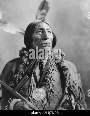 Das Foto zeigt Wolf Robe (c 1838-1910), den Cheyenne-Chef des Südens, der manchmal geglaubt wurde, der Mann zu sein, dessen Profil auf dem Indianerkopf-Nickel verwendet wurde. Stockfoto