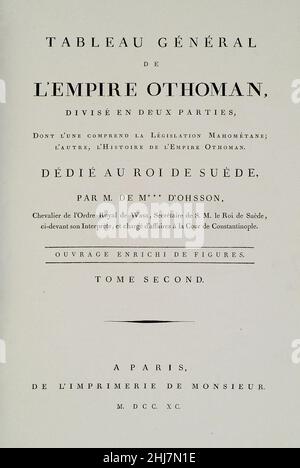 Tableau Général de l’Empire Othoman, Titelseite des zweiten Bandes der Ausgabe 1820. Stockfoto