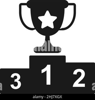 Schwarz-Weiß-Prämientasse mit dem ersten Platz. Vektorgrafik Website oder Anwendung Dekor. Stock Vektor
