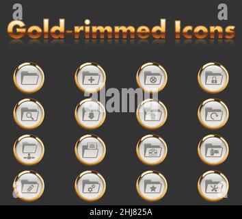 Ordner-Icon-set Stock Vektor