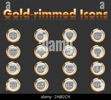 Globen Icon Set Stock Vektor