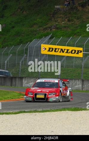 Mugello Circuit, Italien 2. Mai 2008: Mike Rockenfeller im Einsatz mit dem Audi A4 DTM 2007 des Team Rosberg beim DTM-Rennen auf dem Mugello Circuit. Stockfoto