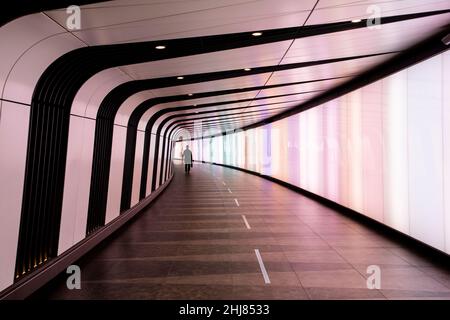 Unterführung zwischen St. Pancras und King's Cross Station Stockfoto