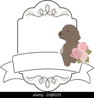 Hintergrund mit Welpen und Blumen Stock Vektor