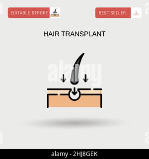 Einfaches Vektor-Symbol für Haartransplantation. Stock Vektor