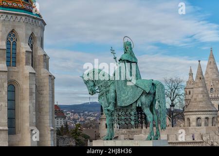 St. Stephen Statue in Budapest, Ungarn Stockfoto