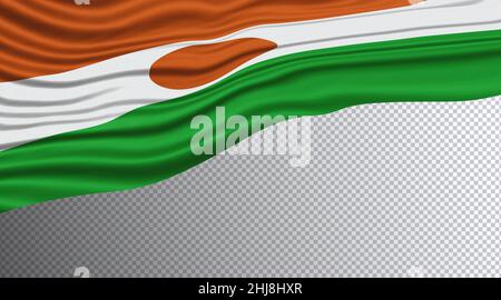 Niger Wavy Flag, National Flag Clipping Path Stockfoto