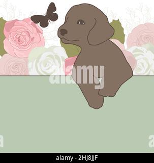 Welpe mit Blumen Stock Vektor