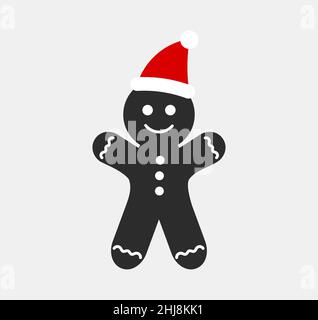 Lebkuchenmann im Weihnachtshut. Vektorgrafik Weihnachten. Stock Vektor