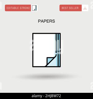 Einfaches Vektorsymbol für Papiere. Stock Vektor