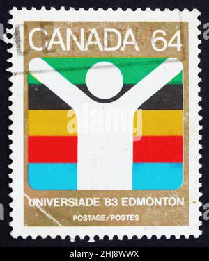 KANADA - UM 1983: Eine in Kanada gedruckte Marke zeigt World University Games, Edmonton, um 1983 Stockfoto