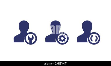Symbole für Konto- und Profileinstellungen in Weiß Stock Vektor