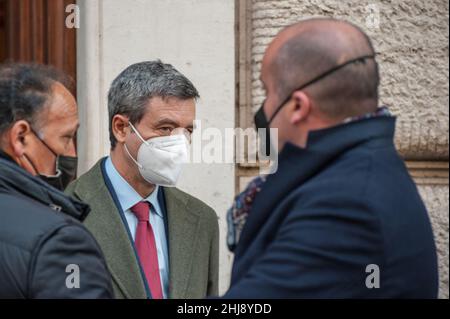 Rom, Italien. 27th Januar 2022. 27/01/2022 Rom, Wahl des neuen Präsidenten der Republik, ein- und Auswahlen für die vierte Stimme. Im Bild: Andrea Orlando Kredit: Unabhängige Fotoagentur/Alamy Live News Stockfoto