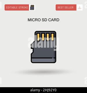 Micro sd-Karte einfaches Vektorsymbol. Stock Vektor