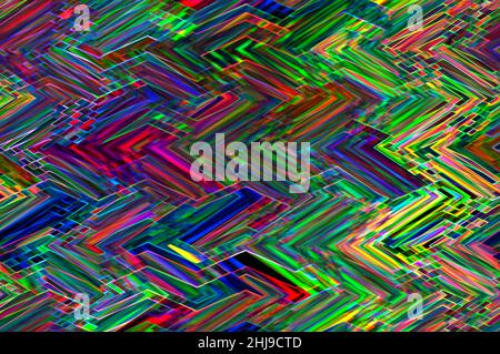 Abstrakter Hintergrund eines digitalen Musters in Neonfarben. Stockfoto