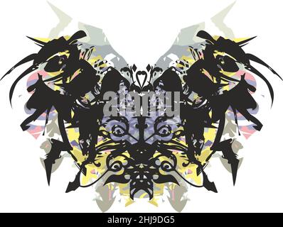 Monster Schmetterling bunte spritzt auf einem weißen Hintergrund. Grungy gefährliche Schmetterlingsflügel für Ferien oder Veranstaltungen, Stoff, Drucke, Textilien, Tapeten Stockfoto