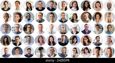 Die Menschen Stehen Vor Avatar Collage. Diverse Headshot-Fotos Stockfoto