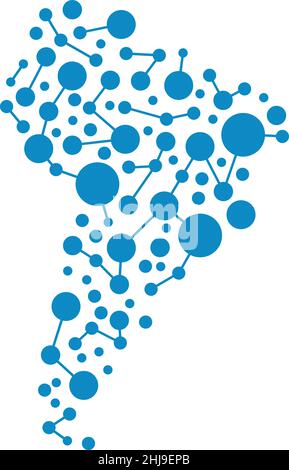 Südamerika Kartenbanner mit Kopierbereich. Netzwerkkonnektivitätskonzept für Unternehmen Stock Vektor