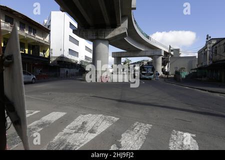 Curepipe – die Sivananda Avenue ist (außer für Bewohner) zwischen der Kreuzung der A10 und der Royal Road und der Kreuzung der Sivananda Avenue geschlossen Stockfoto