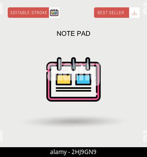 Notizblock einfaches Vektorsymbol. Stock Vektor