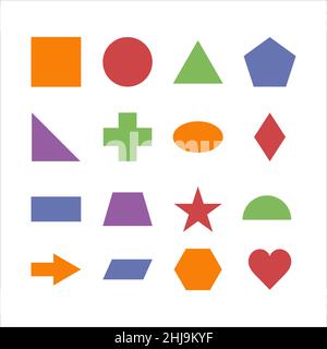 Satz geometrischer Formen. Geometrische Formen für den Unterricht in der Schule. Stock Vektor