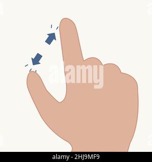 Symbol für die linke Zeile mit einem Tastendruck und Wischbewegung. Handgestensymbol auf dem Touchscreen Stock Vektor