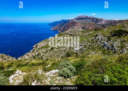 Steile Küste in der Nähe von Banyalbufar von Mallorca, span Stockfoto
