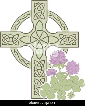 keltische Kreuzschamrock Blume Stock Vektor