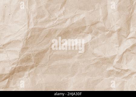 Zerknittert Umwelt oder Handwerk Papiertextur Hintergrund Nahaufnahme. Alte Papieroberfläche grungen Stockfoto