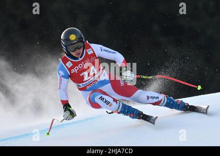 Garmisch Partenkirchen, Deutschland. 27th Januar 2022. Jasmina SUTER (SUI), Action, Alpinski, Training Kandahar Race 2022, Damen-Abfahrt, Damen-Abfahrt am 27th. Januar 2022 in Garmisch Partenkirchen Credit: dpa/Alamy Live News Stockfoto