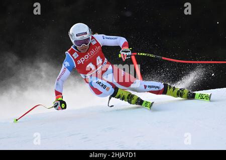 Garmisch Partenkirchen, Deutschland. 27th Januar 2022. Jasmine FLURY (SUI), Action, Alpinski, Training Kandahar Race 2022, Damen-Abfahrt, Damen-Abfahrt am 27th. Januar 2022 in Garmisch Partenkirchen Credit: dpa/Alamy Live News Stockfoto