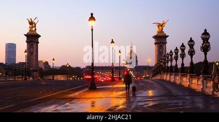 Invalidenhotel von der Brücke von Alexandre III am frühen Morgen Stockfoto