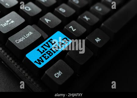 Live-Webinar: Handschriftstellzeichen. Geschäftskonzept Internet Bildung Chat Chatten auf Kommunikation Digital Web und Social Abstract Office Jobeingabe Stockfoto