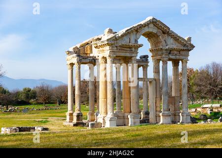 Monumentales Tor von Aphrodisias in Form von Tetrapylon, Türkei Stockfoto