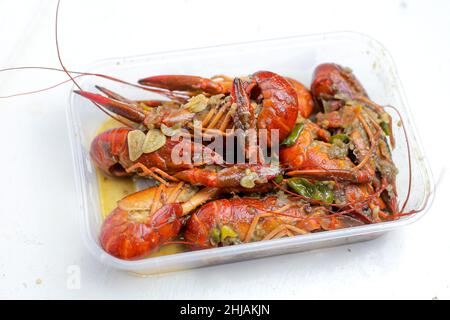 Super scharf grüne Chili Garnelen Hummer Meeresfrüchte Küche, gesunde Lebensmittel Stockfoto